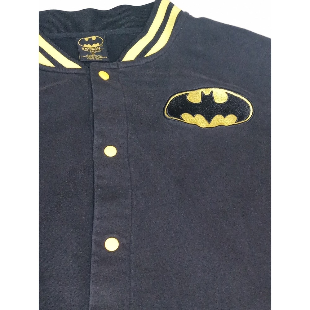 DC Comics Batman Varsity Jacket XL Black Yellow Snap Front‎ Long Sleeve Bomber - Picture 3 of 13